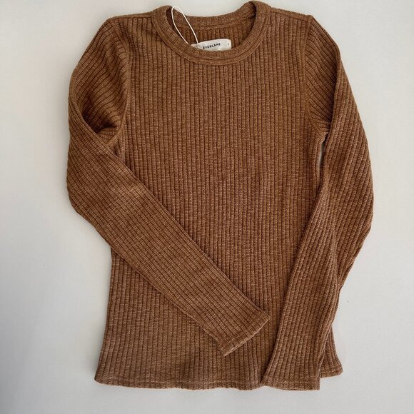 NWT Everlane The Cozy Rib Long-Sleeve Tee / cappuccino / small - Picture 2 of 7
